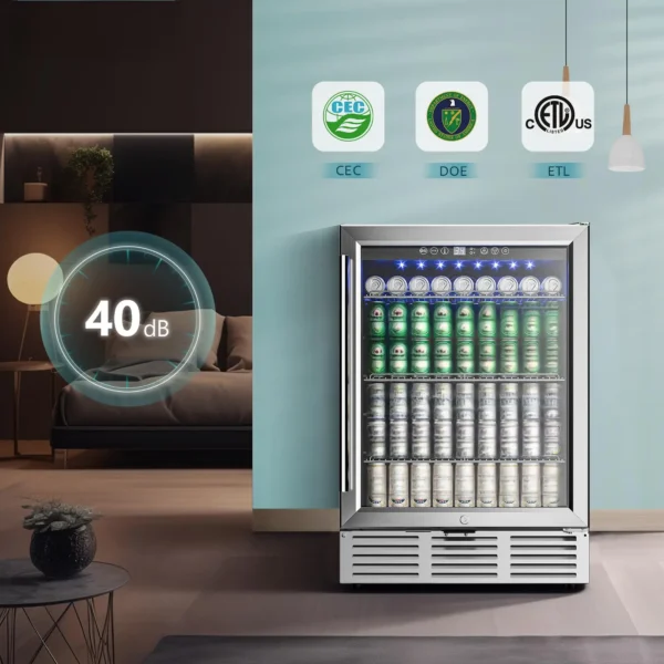 Beverage Refrigerator 24Inch 180 Can Built-in Beverage Cooler Under Counter Beer Fridge Soda Water Wine For Kitchen Bar Office - Image 3