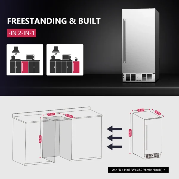 SIMZLIFE Beverage Refrigerator 15Inch Under Counter 127 Can Beverage Fridge Beverage Cooler Built-in Beer Fridge Wine Cooler - Image 6