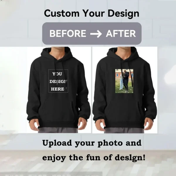 Personalized Design, Hoodie Can Customized Pictures Photos, Men Casual Hoodie Drawstrings Comfortable Fabric Suitable For Daily - Image 2