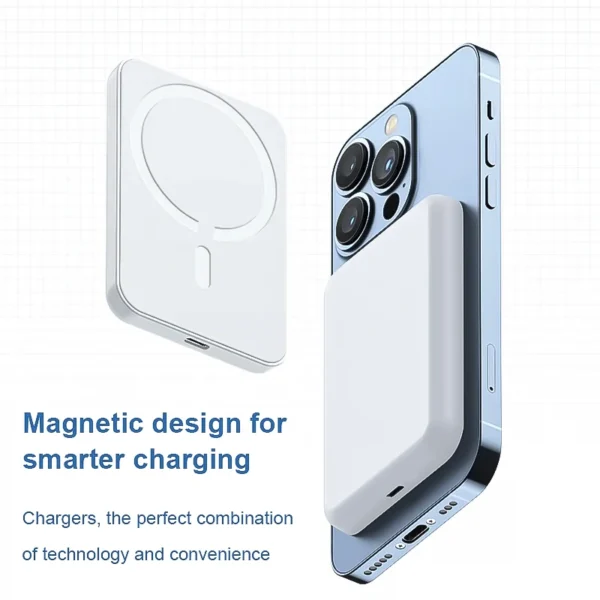 5000 Mah Wireless Magnetic Power Bank, 15 Watt Fast Charging Mobile Power Supply, Portable Magnetic Charger, Suitable for All Apple Devices Adsorption Is Recharged. Outdoor Emergency Power Supply - Image 4