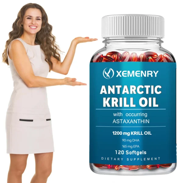 Antarctic Krill Oil Supplement - EPA, DHA, Astaxanthin Phospholipids, Heart, Brain, Joint Eye Health - 120 Capsules - Image 6