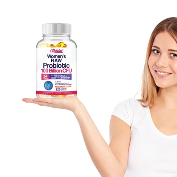 Raw Probiotics for Women - 100 Billion CFU, with Prebiotics,Digestive Enzymes - Promotes Digestion and Gut Health - 120 Capsules - Image 6