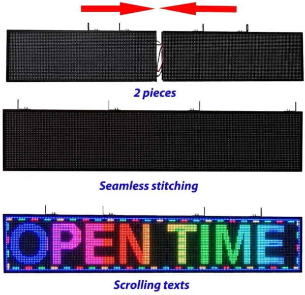 LED Scrolling Display Semi-outdoor Full Color P10 77"X14" WIFI Control Electronic for Business Advertising Board - Image 5