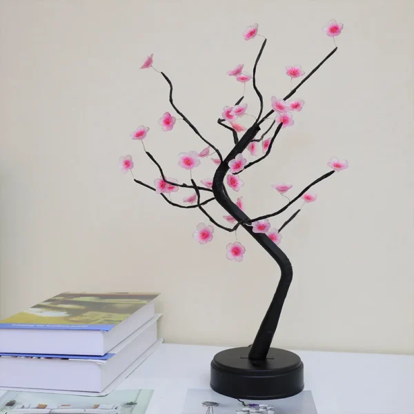 Home Decoration USB/Battery Powered Touch Switch Warm White Artificial Bonsai Cherry Blossom Desktop Tree LED Lamp Light - Image 3