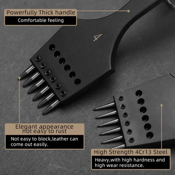 WUTA 2nd Generation Sharp Head Replaceable Pricking Iron Removable Round Hole Punch Leather Craft Chisel DIY Leather Tools - Image 3