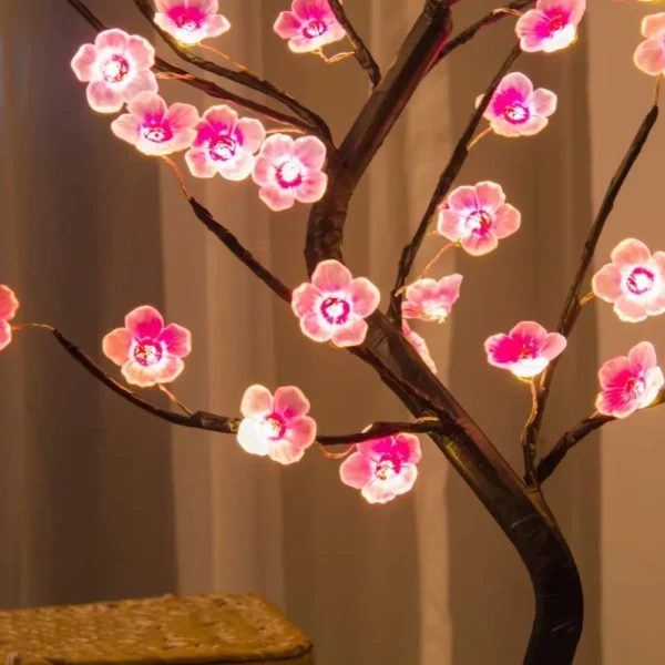 Home Decoration USB/Battery Powered Touch Switch Warm White Artificial Bonsai Cherry Blossom Desktop Tree LED Lamp Light - Image 4