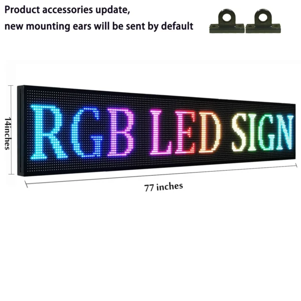 LED Scrolling Display Semi-outdoor Full Color P10 77"X14" WIFI Control Electronic for Business Advertising Board - Image 3