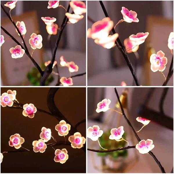 Home Decoration USB/Battery Powered Touch Switch Warm White Artificial Bonsai Cherry Blossom Desktop Tree LED Lamp Light - Image 5
