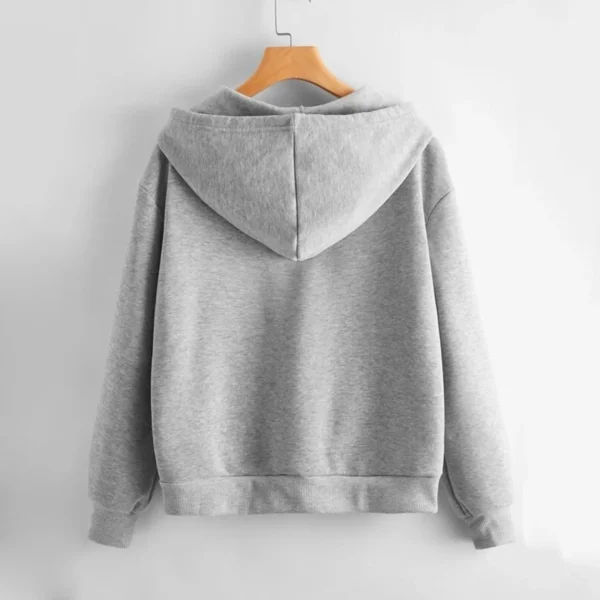 Korean Fashion Hoodies Solid Color Short Loose Hooded Sweatshirts Long Sleeve Zipper Pullovers Women Casual Hoodies Tops D5 - Image 5
