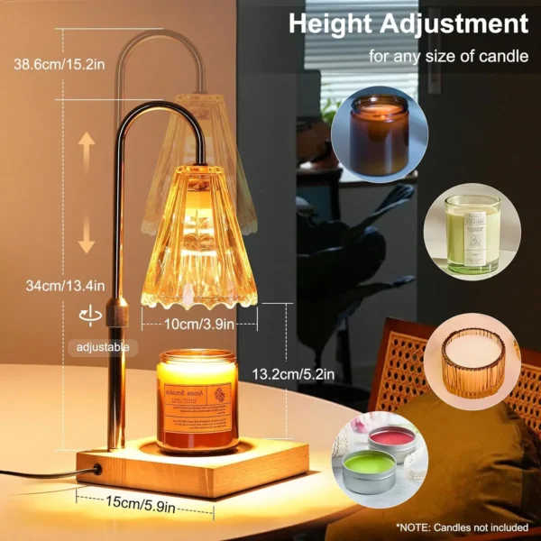 Lightess Candle Warmer Lamp, Electric Candle Lamp Warmer with Timer & Dimmer, Height Adjustable, with 2 Bulbs - Image 4