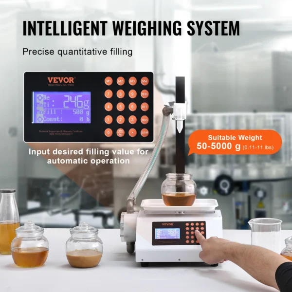 VEVOR Automatic Liquid Filling Machine Bottle Water Filler Gear Pump Digital Control for Perfume Beverage Olive Oil 50-5000g - Image 4