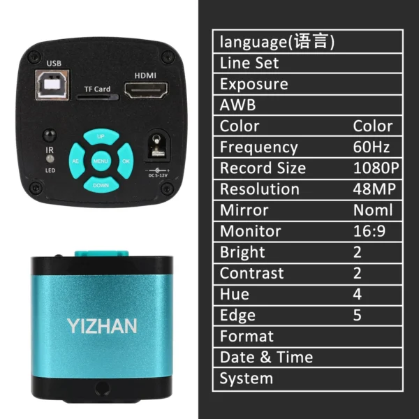 YIZHAN 48MP 4K Electronics Soldering Microscope FULL HD 1080P HDMI Camera USB Software 1-150x Lens Stand Shipping From Europe - Image 4