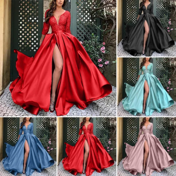 Women'S Elegant Evening Dresses Women'S Fashionable Long Dresses Trailing Evening Dresses Solid Color Floor-Length Dresses - Image 2