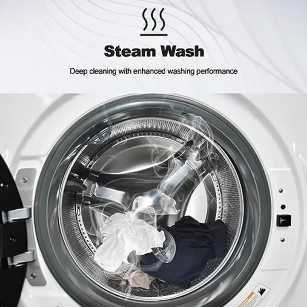 Front Load Washing Machine 27 in. 4.5 Cu. Ft. Steam Water Plus Functions Quick Wash Quiet Inverter Motor LED Touch Control Panel - Image 5
