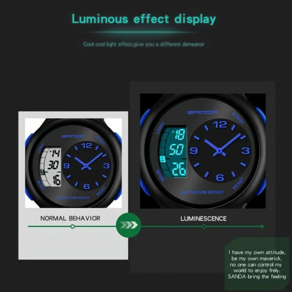 Fashionable and Personalized Watch, Electronic Watch with Dual Display, Men's Watch, Fashionable Trend, Luminous Sports Watch - Image 5