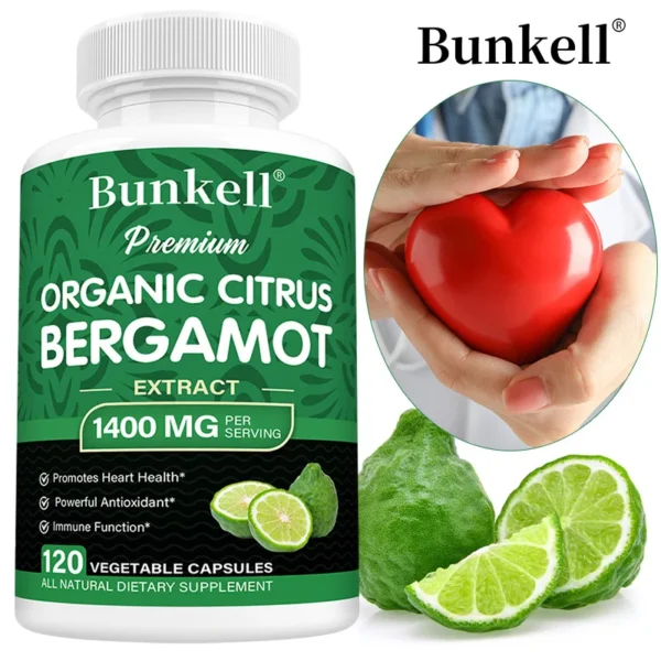 Organic Citrus Bergamot 1400 Mg - Cardiovascular, Circulatory, Skin Health - Supports Healthy Triglyceride Levels, Antioxidant