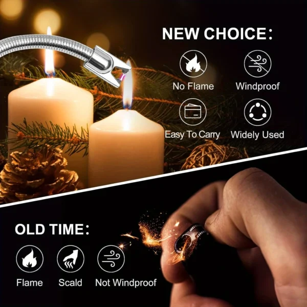3pcs Rechargeable Electric Lighters, TYPE-C Plasma Arc Kitchen Lighter, Windproof Arc Lighter, Candle Lighter, BBQ Grill Lighter - Image 5