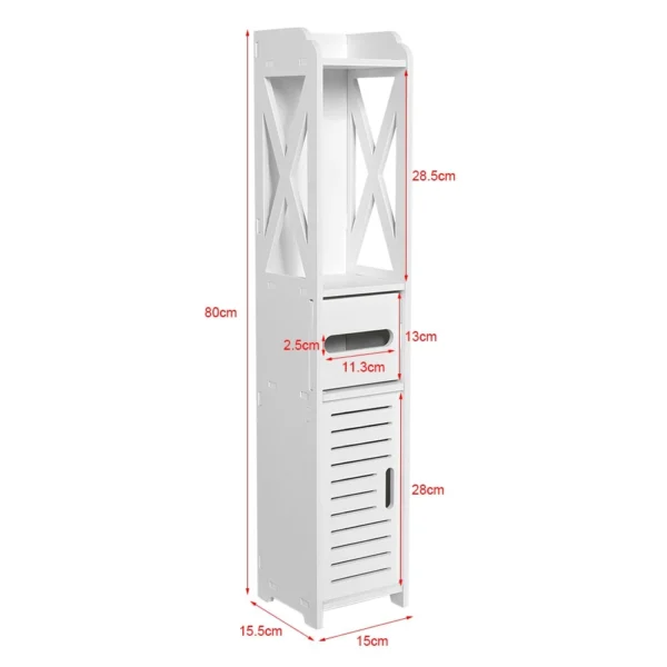 Bathroom Toilet Furniture Cabinet White Wood Cupboard Shelf Tissue Storage Rack 80x15.5x15CM - Image 5