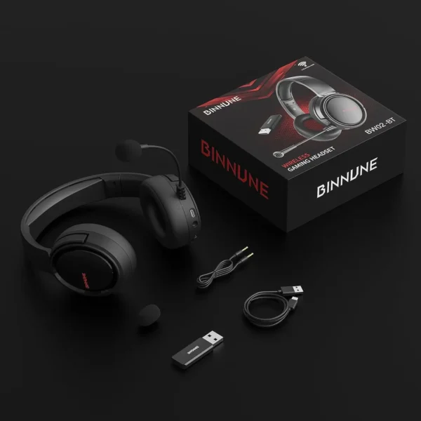 BINNUNE 2.4G Wireless Gaming Headset for PS5 PS4 PC NS Bluetooth USB Gamer Headphones with Noise Canceling Mic Work Earpones - Image 3