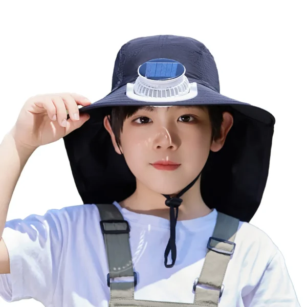 Summer Children's Solar Fan Hat Sunshade Hat Sun Protection Hat with fan USB Charging Outdoor Wide Brim Garden Hats Kids Sunhat - Image 4
