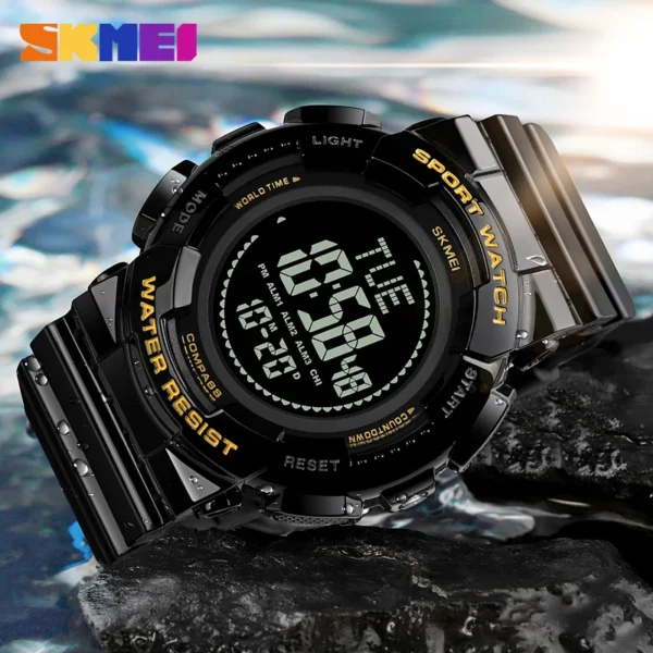 SKMEI Man Male Sports Electronic Watch New LED Waterproof Luminous Shock Hand Compass Alram Clock For Men Digital Wristwatch - Image 5