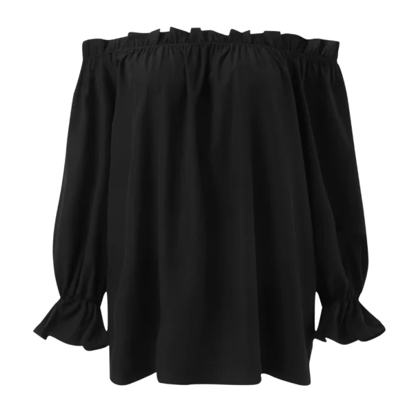 Sexy Off Shoulder Top T Shirt for Women Summer Fashion pleated One Neck Top Spring Solid Color Pullover beach wear Clothes - Image 4