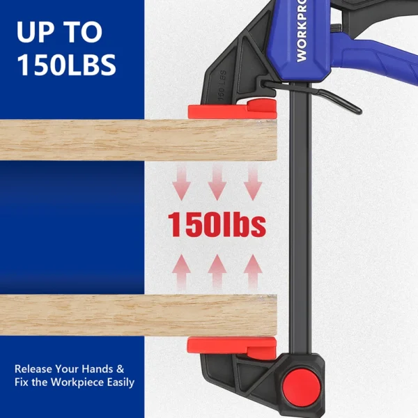 WORKPRO 4 Piece Bar Clamp Set Woodworking Work Bar F Clamp Clip Set 4.5-inch & 6-inch DIY Carpentry Hand Tool Gadget - Image 2