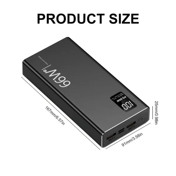 66W 20000mAh Fast Charger Power Bank Portable Battery Charger USB Two-way Quick Charging for iPhone Xiaomi Huawei Samsung - Image 6