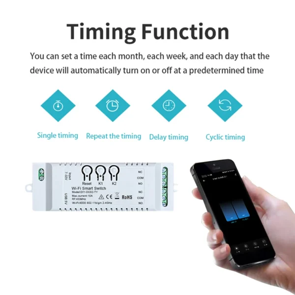 7-32V/85-265V WIFI Smart Remote Control Switch Work with Alexa Google Home Smart Switch Module Smart Life APP 2CH RF 433MHZ - Image 6