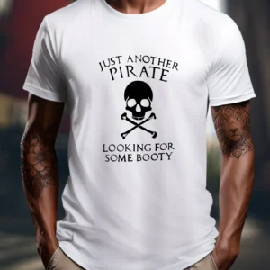 Men's 100% Cotton Crewneck T-Shirt - Pirate Booty Search Graphic, Casual Summer Fashion for Outdoor Sports