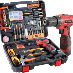 Tool Set with Drill, 108Pcs Cordless Drill Household Power Tools Set with 16.8V Lithium Driver Claw Hammer Wrenches Pliers DIY A