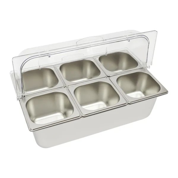 Ice Food Serving Display Tray, Stainless Steel and PC, 6 Pans with 3.59qt Capacity, for Buffets and Catering Events, 53x33x33cm - Image 4