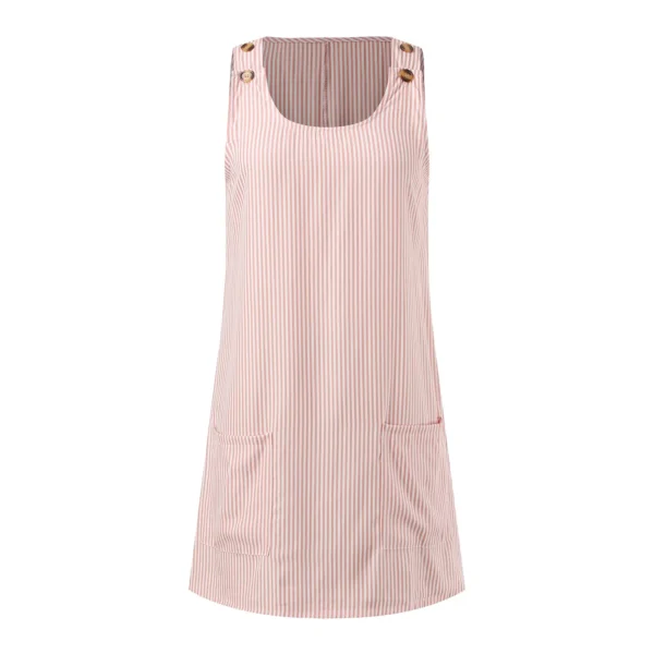 Dresses For Women Summer Casual Plus Size Women Fashion Striped Print Crew Neck Dress Casual Sleeveless Vestido Mujer Elegante - Image 5