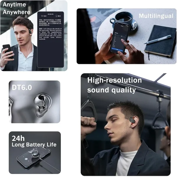 AI Translator Earbuds 144 Languages Real-time Translation Open Ear Earbuds Wireless Hanging Over Ear Headphones Translator - Image 3