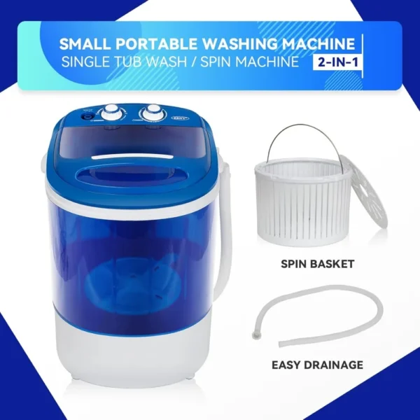 Portable Mini Washing Machine 8 lbs Washing Capacity Semi-Automatic Compact Washer Spinner Small Cloth Washer Laundry Appliances - Image 2