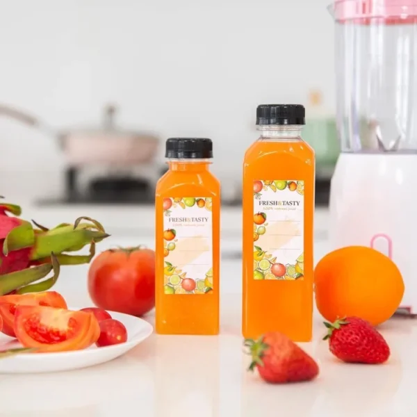 100pcs Juice Bottles, 12oz Plastic Bottles with Caps, Reusable Juice Bottle with Caps Clear Bulk Beverage Containers with - Image 4