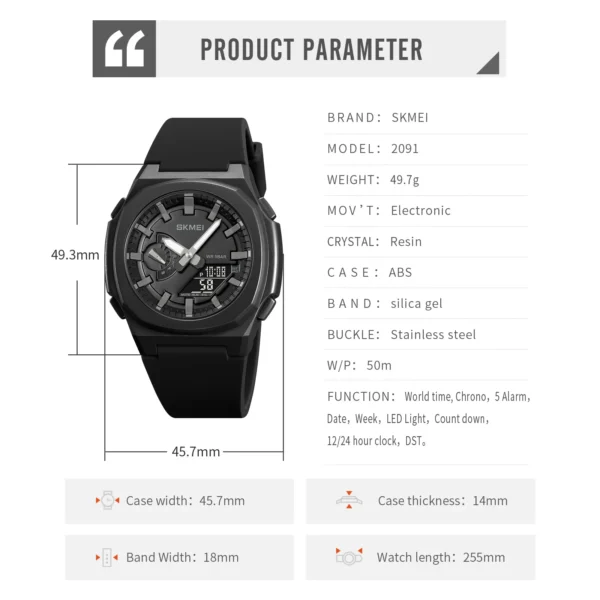 SKMEI Military Digital Watches Men Sports Luminous Chronograph Waterproof Male Electronic Wrist Watches Relogio Masculino - Image 6