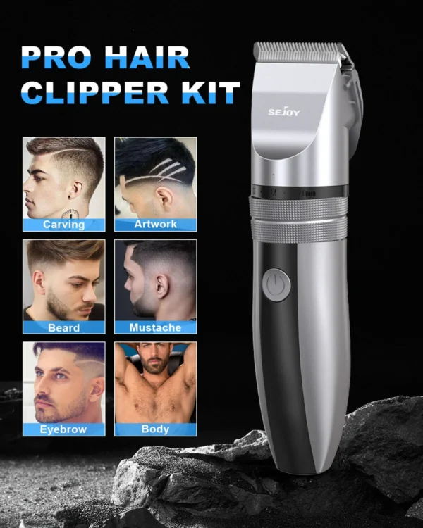 Sejoy Professional Electric Hair Trimmer Cordless Men's Hair Clipper Beard Trimmer Stainless Steel Blades Quiet Motor