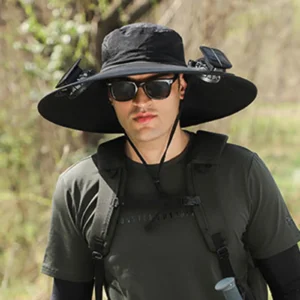 Solar Fan Hat For Men Summer Outdoor Working Fishing Sunshade Fisherman Hat Mens Solar Usb Charging Powered Visors Wide Brim Hat