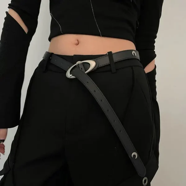 Niche belt female 2023 summer new Korean hundred with jeans belt premium sense belt design black