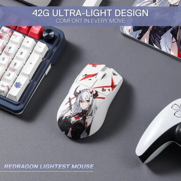 Redragon M916AK PRO 3-Mode Anime 42G Ultra-Light 26K DPI Full Programmable Buttons Gaming Mouse - Image 5