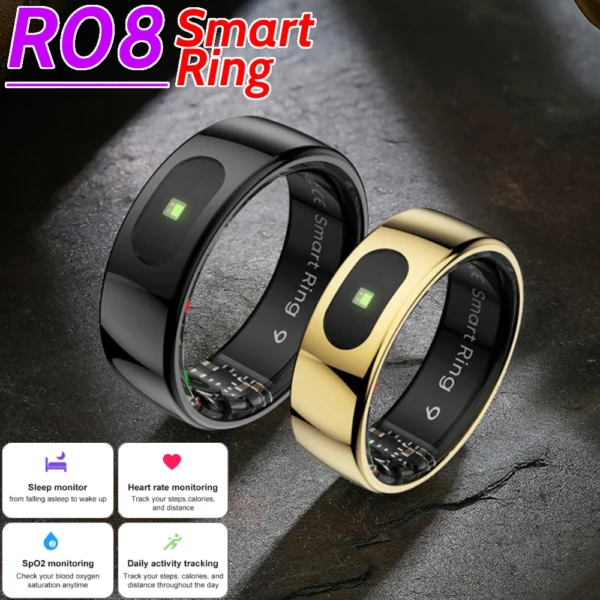 Smart Ring R08 Womens Men Electronic Smartring With Charging Case Blood Oxygen Pressure Health Monitor for Xiaomi Samsung Phone