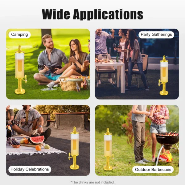 LED 3L Beer Tower Drink Dispenser with Tap and Ice Tube to Keep Beverages - Image 6