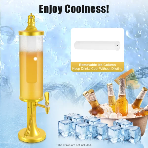 LED 3L Beer Tower Drink Dispenser with Tap and Ice Tube to Keep Beverages - Image 4