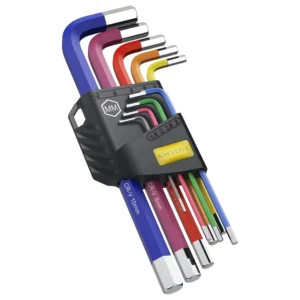 9PCS Allen Wrench Set 6150CRV S2 Material Torx Key Set Portable Colored Hexagon Wrench Flat Head for Vehicle Bicycle Repairs DIY