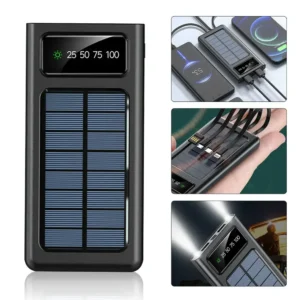 200000mAh Solar Power Bank 4-USB Cable Portable Charger Ultra-Large Capacity Mobile Power Suitable For Samsung Apple Huawei