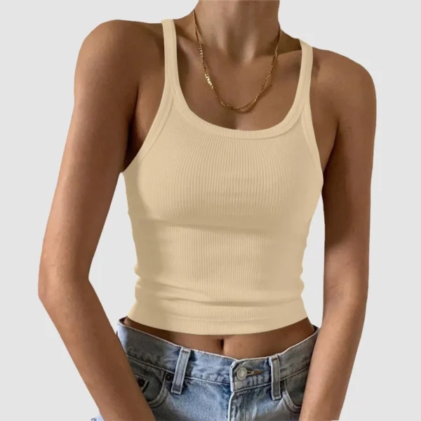 Casual Tank Tops Women Sleeveless Cotton Cami Top Fashion Ribbed Crop Top Tees Ladies Basic Camisole Summer 2025 Sports Tee - Image 3
