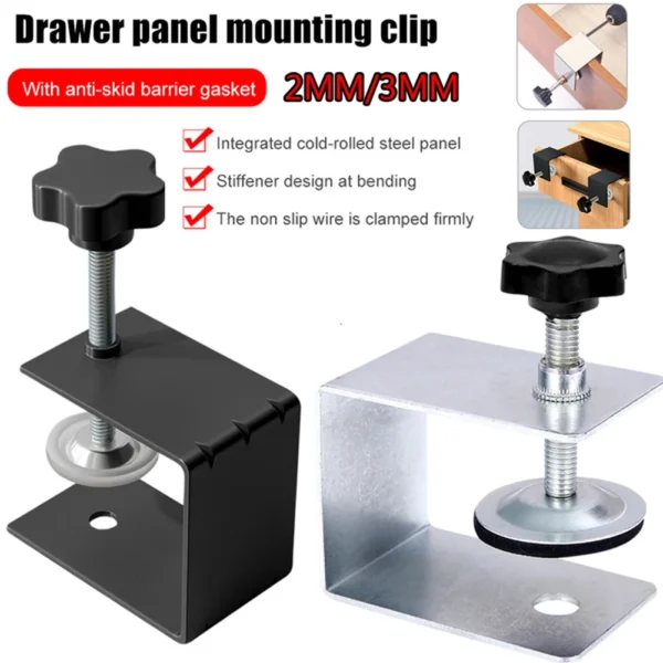1/2pcs Stainless Steel G-shaped Drawer Panel Mounter Clip Drawer Front Installation Clamp Hardware Durable DIY Woodworking Tools