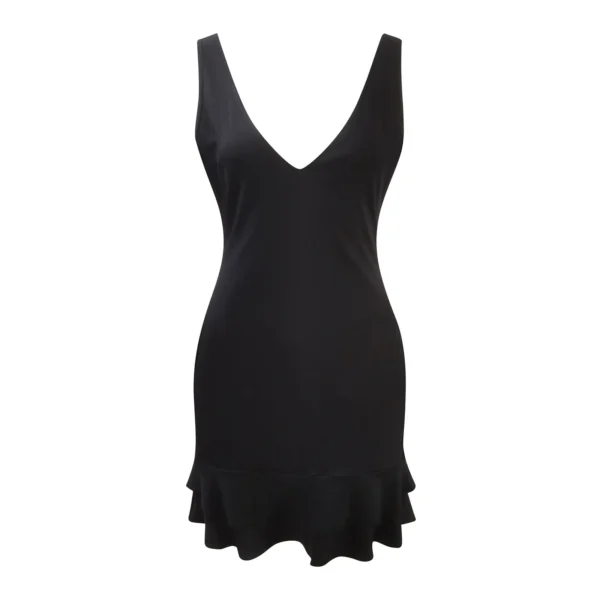 Women's Deep V-Neck Sleeveless Dress, Backless, Ruffled, Monochromatic, Hip-Hugging, Sexy, Fashionable, 2024 - Image 4