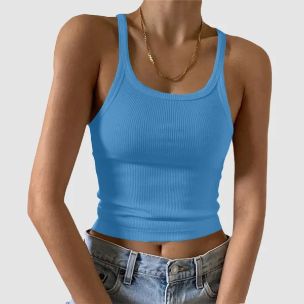 Casual Tank Tops Women Sleeveless Cotton Cami Top Fashion Ribbed Crop Top Tees Ladies Basic Camisole Summer 2025 Sports Tee - Image 2